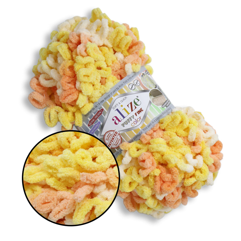 Alize Puffy Fine Color, 19 colors, 3.5 oz / 15.3 yds