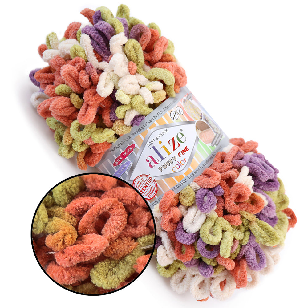 Alize Puffy Fine Color, 19 colors, 3.5 oz / 15.3 yds