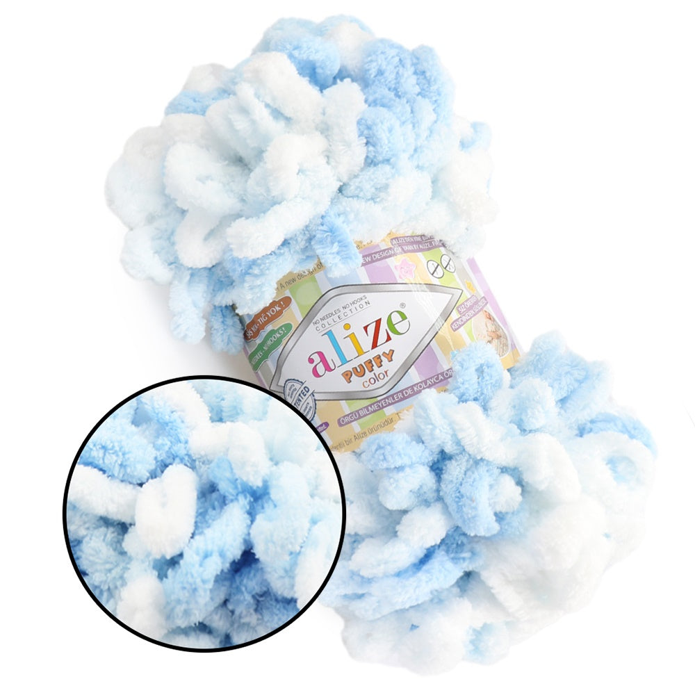 Alize Puffy Color, 50 Colors, Chenille Loop Yarn, 3.52 oz / 9.8 yards