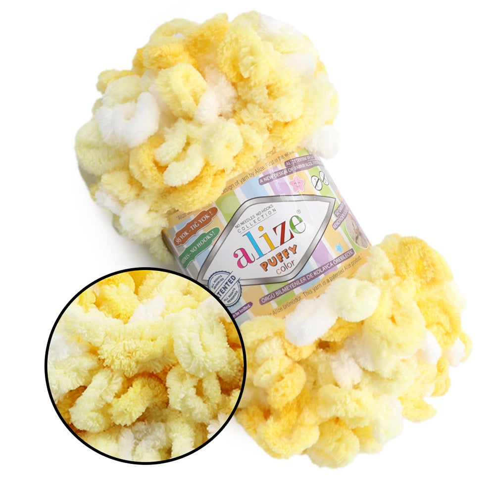 Alize Puffy Color, 50 Colors, Chenille Loop Yarn, 3.52 oz / 9.8 yards