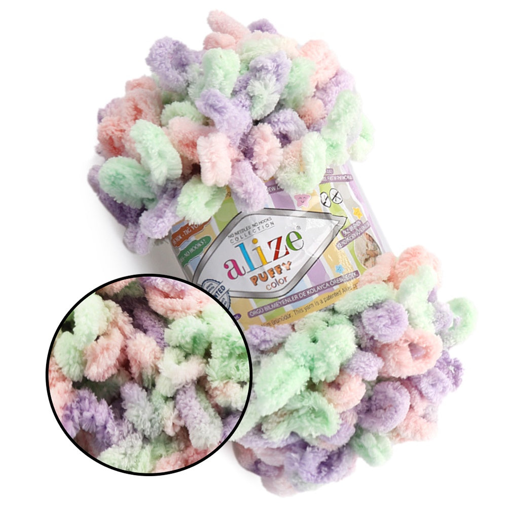 Alize Puffy Color, 50 Colors, Chenille Loop Yarn, 3.52 oz / 9.8 yards