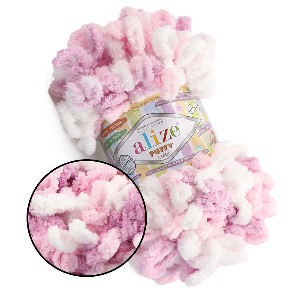 Alize Puffy Color, 50 Colors, Chenille Loop Yarn, 3.52 oz / 9.8 yards