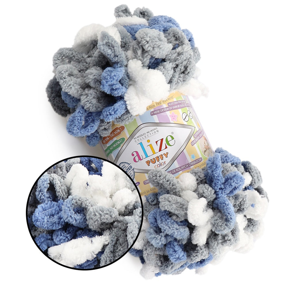 Alize Puffy Color, 50 Colors, Chenille Loop Yarn, 3.52 oz / 9.8 yards