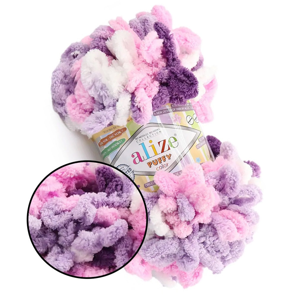 Alize Puffy Color, 50 Colors, Chenille Loop Yarn, 3.52 oz / 9.8 yards