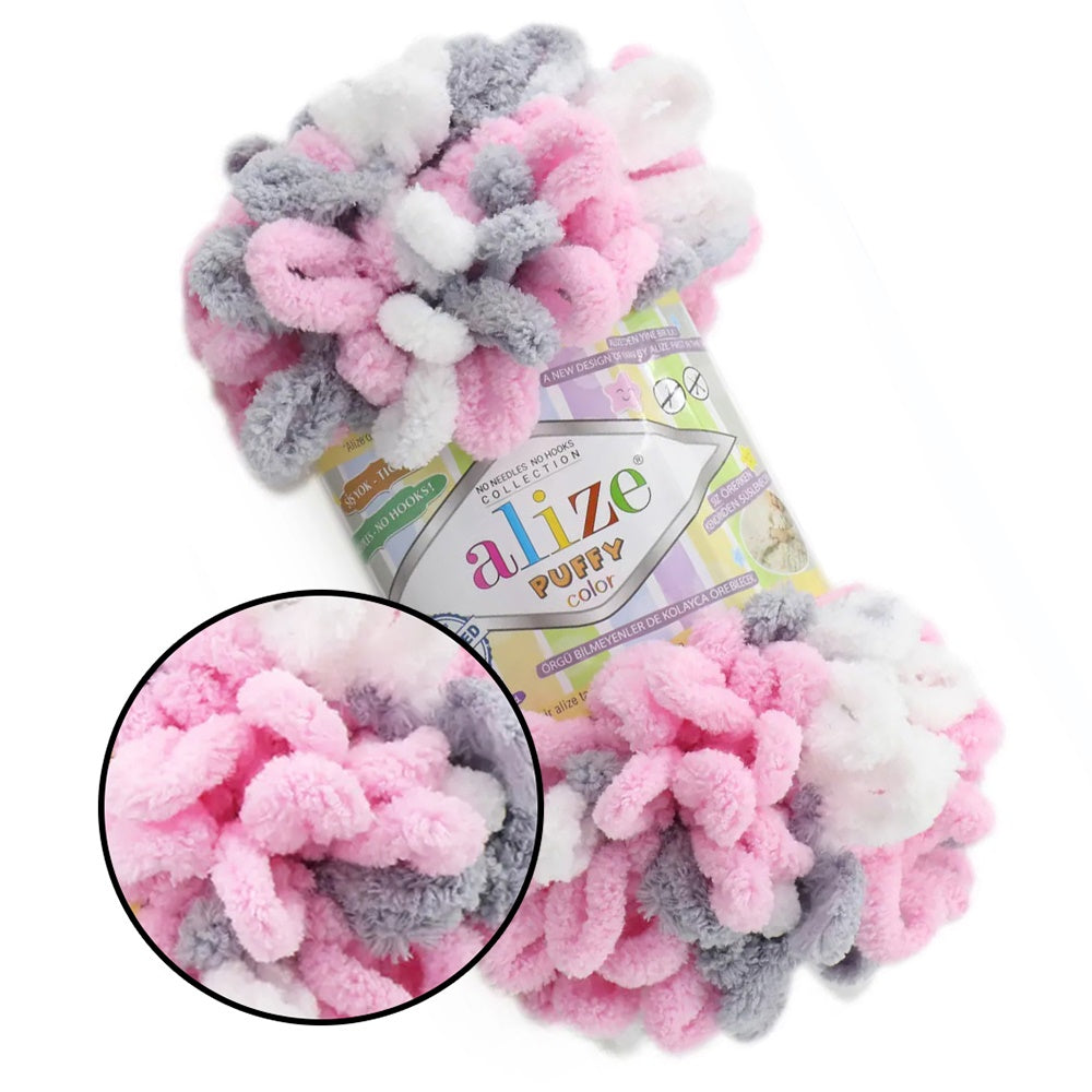 Alize Puffy Color, 50 Colors, Chenille Loop Yarn, 3.52 oz / 9.8 yards
