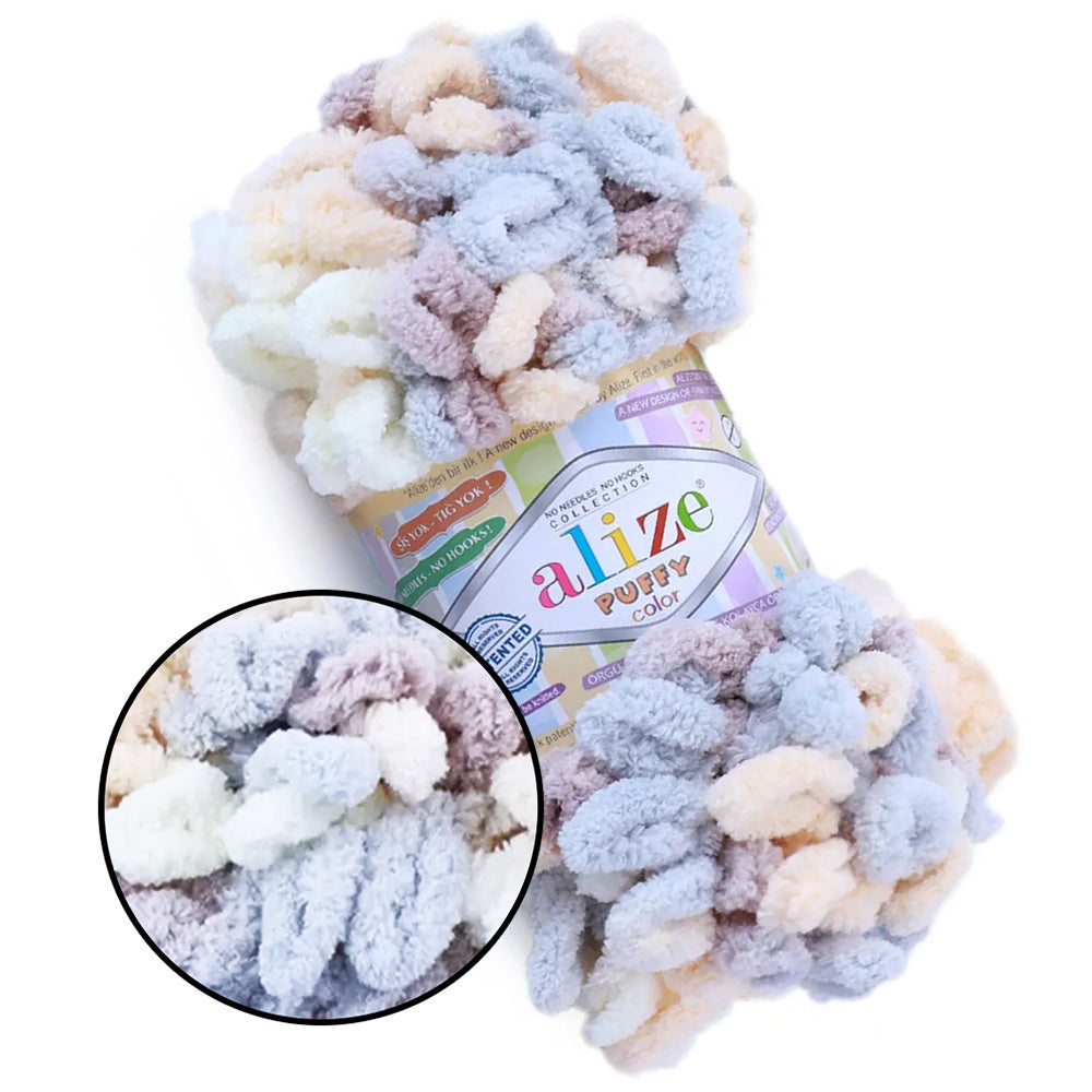 Alize Puffy Color, 50 Colors, Chenille Loop Yarn, 3.52 oz / 9.8 yards
