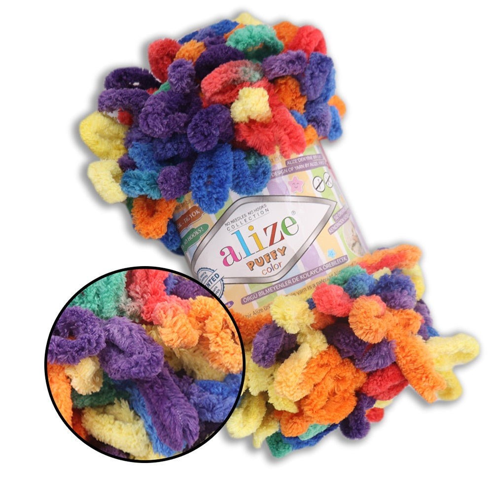 Alize Puffy Color, 50 Colors, Chenille Loop Yarn, 3.52 oz / 9.8 yards