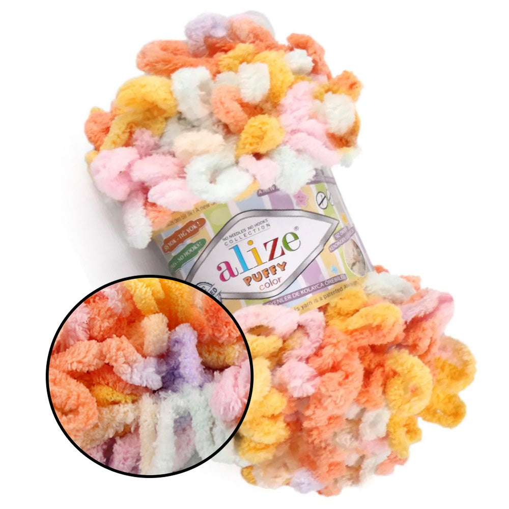 Alize Puffy Color, 50 Colors, Chenille Loop Yarn, 3.52 oz / 9.8 yards