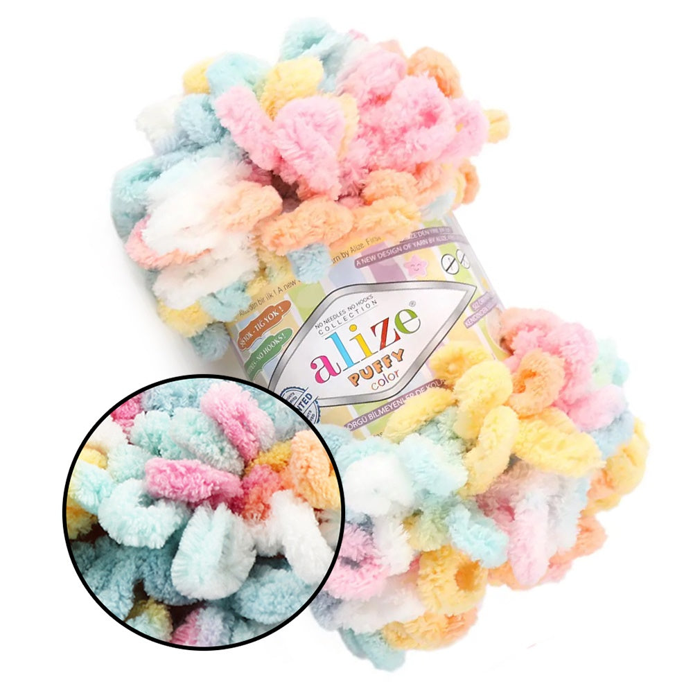 Alize Puffy Color, 50 Colors, Chenille Loop Yarn, 3.52 oz / 9.8 yards