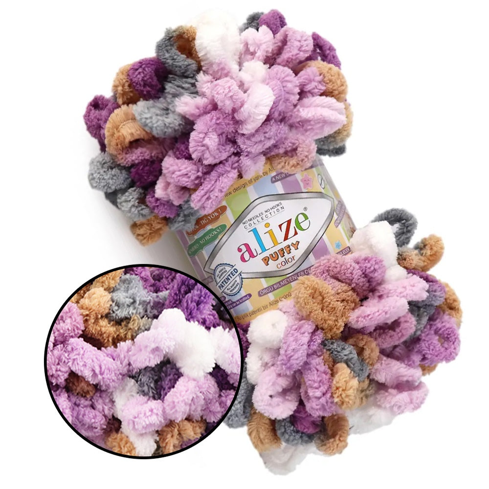 Alize Puffy Color, 50 Colors, Chenille Loop Yarn, 3.52 oz / 9.8 yards