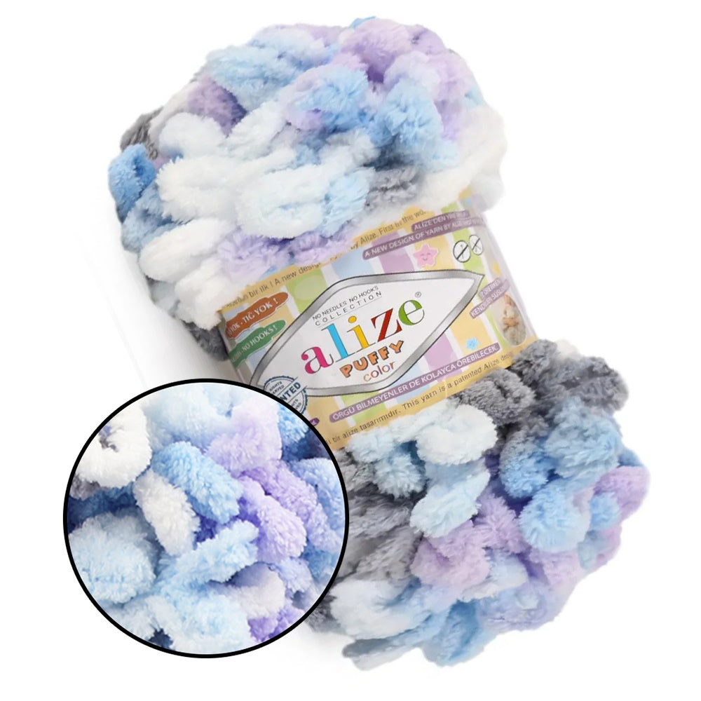 Alize Puffy Color, 50 Colors, Chenille Loop Yarn, 3.52 oz / 9.8 yards