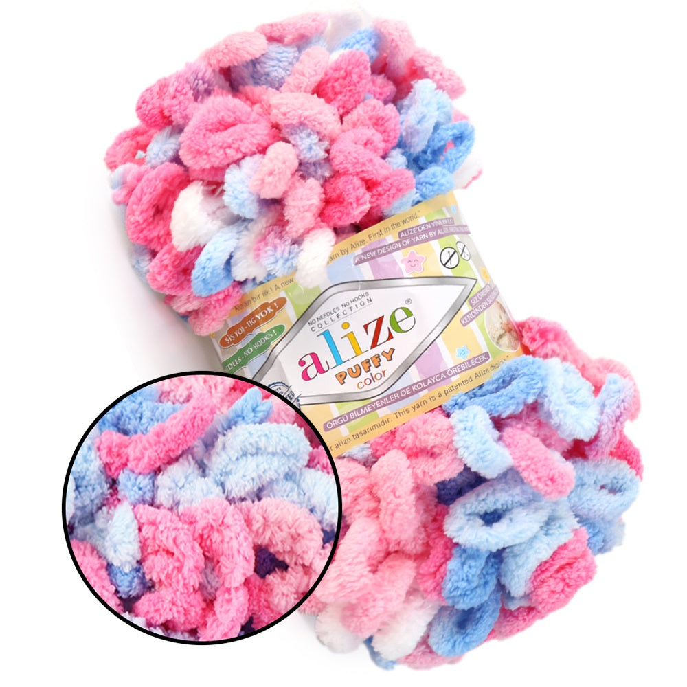 Alize Puffy Color, 50 Colors, Chenille Loop Yarn, 3.52 oz / 9.8 yards