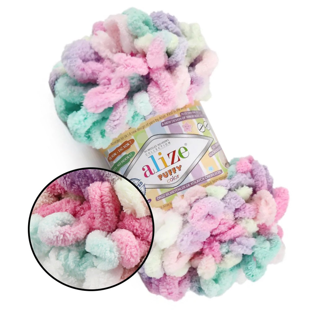 Alize Puffy Color, 50 Colors, Chenille Loop Yarn, 3.52 oz / 9.8 yards