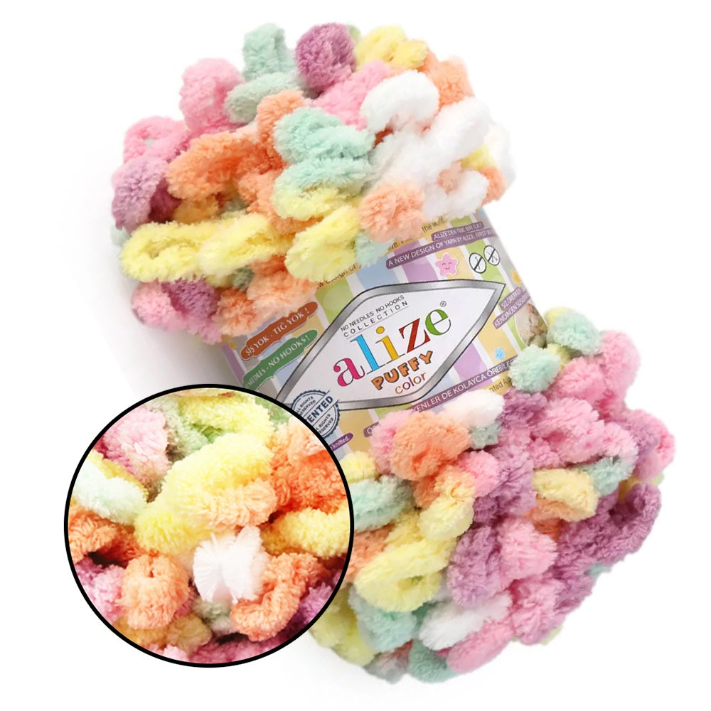 Alize Puffy Color, 50 Colors, Chenille Loop Yarn, 3.52 oz / 9.8 yards