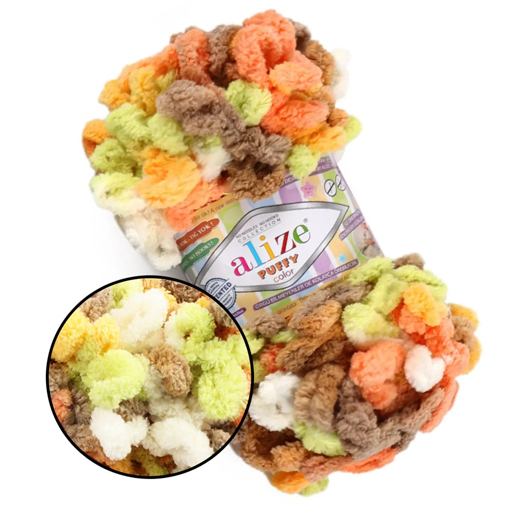 Alize Puffy Color, 50 Colors, Chenille Loop Yarn, 3.52 oz / 9.8 yards