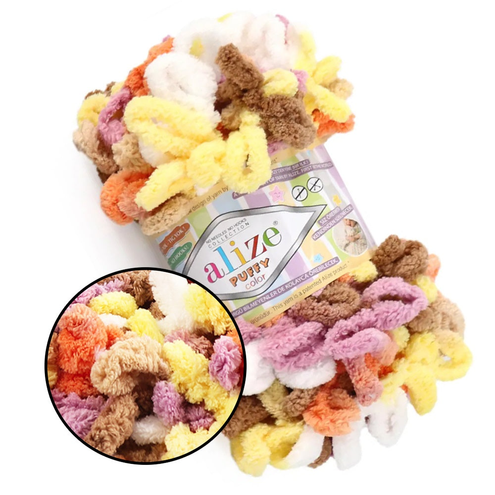 Alize Puffy Color, 50 Colors, Chenille Loop Yarn, 3.52 oz / 9.8 yards