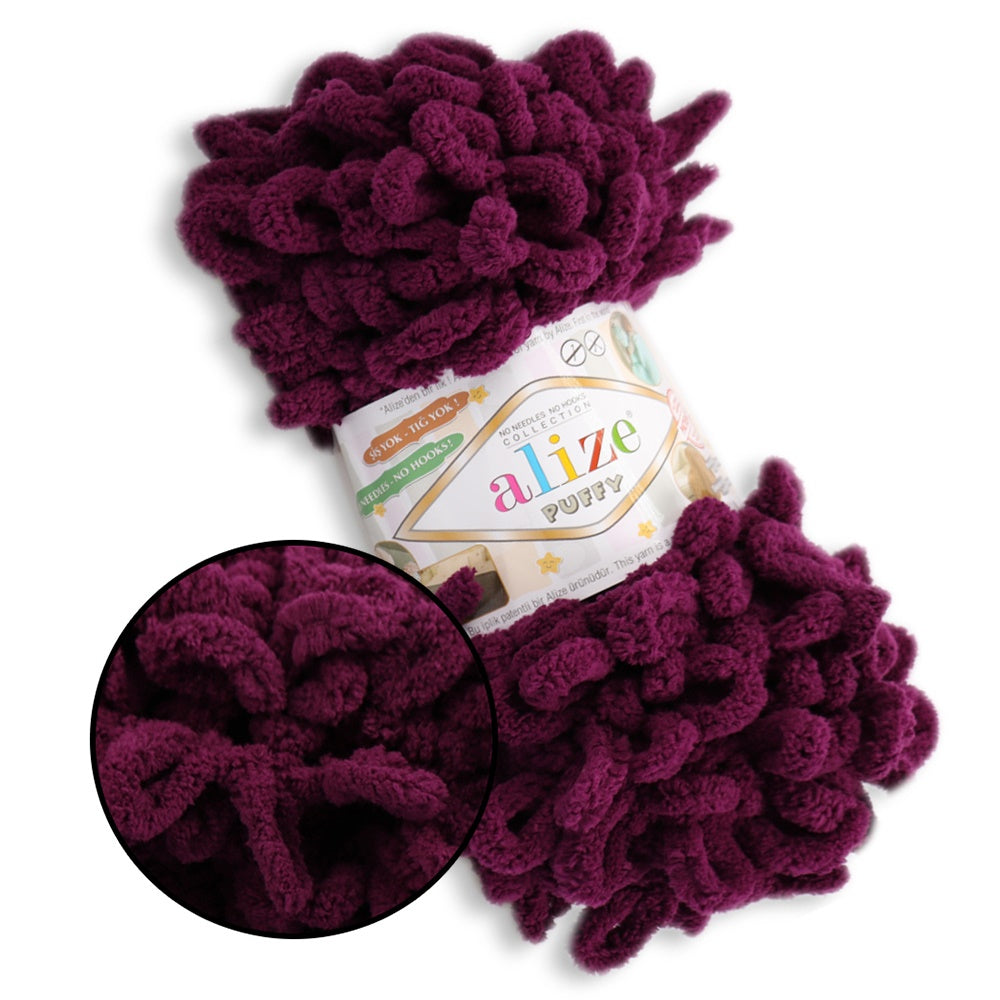 Alize Puffy, 82 Colors, Chenille Loop Yarn, 3.52 oz / 9.8 yards
