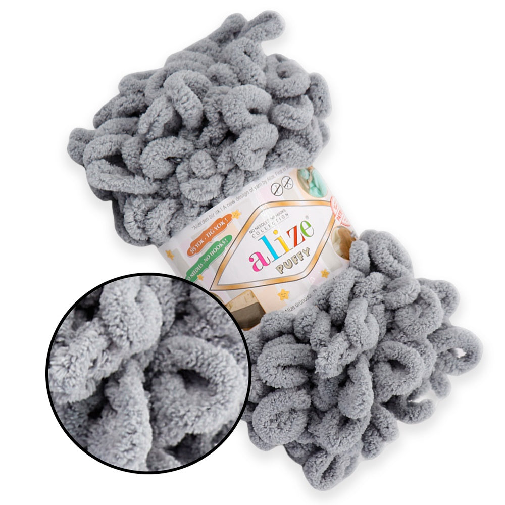 Alize Puffy, 82 Colors, Chenille Loop Yarn, 3.52 oz / 9.8 yards