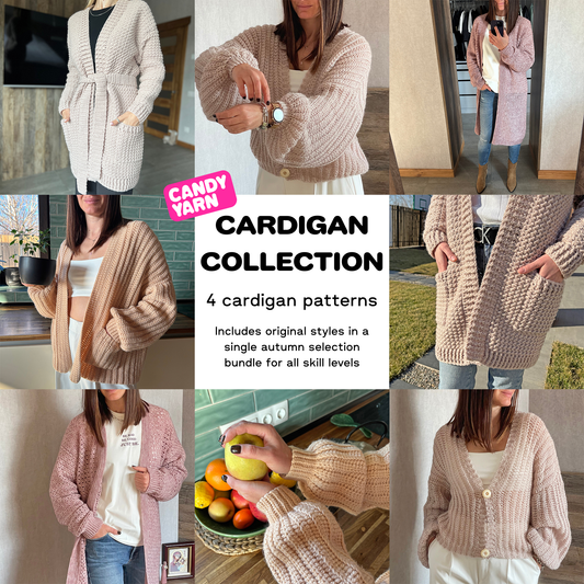 CARDIGAN COLLECTION Crochet Pattern (skill levels beginner to intermediate)
