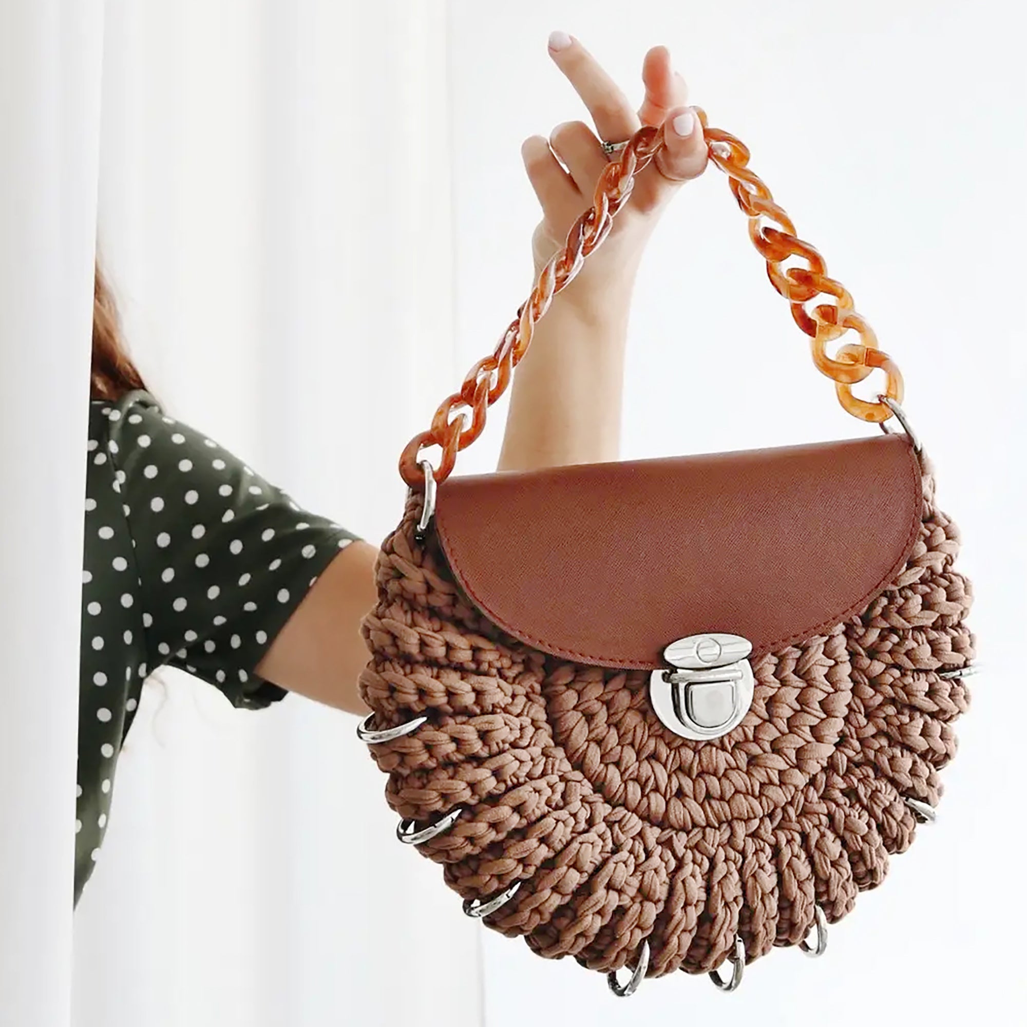 Acrylic Bag Handle - Clear Chunky Chain with Lobster Clasps