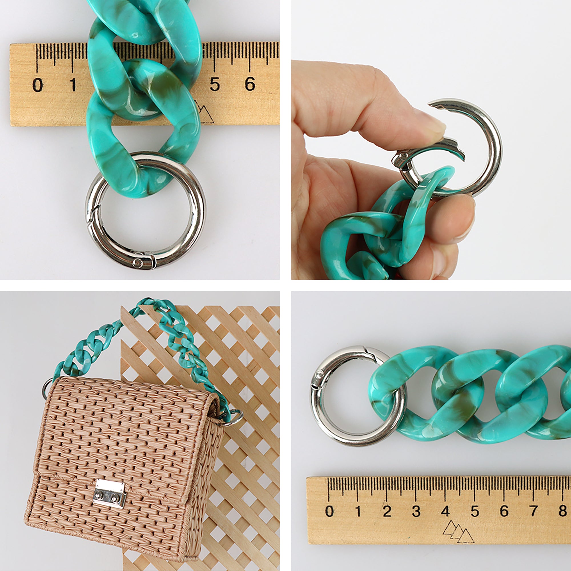 Acrylic Bag Handle - Clear Chunky Chain with Lobster Clasps
