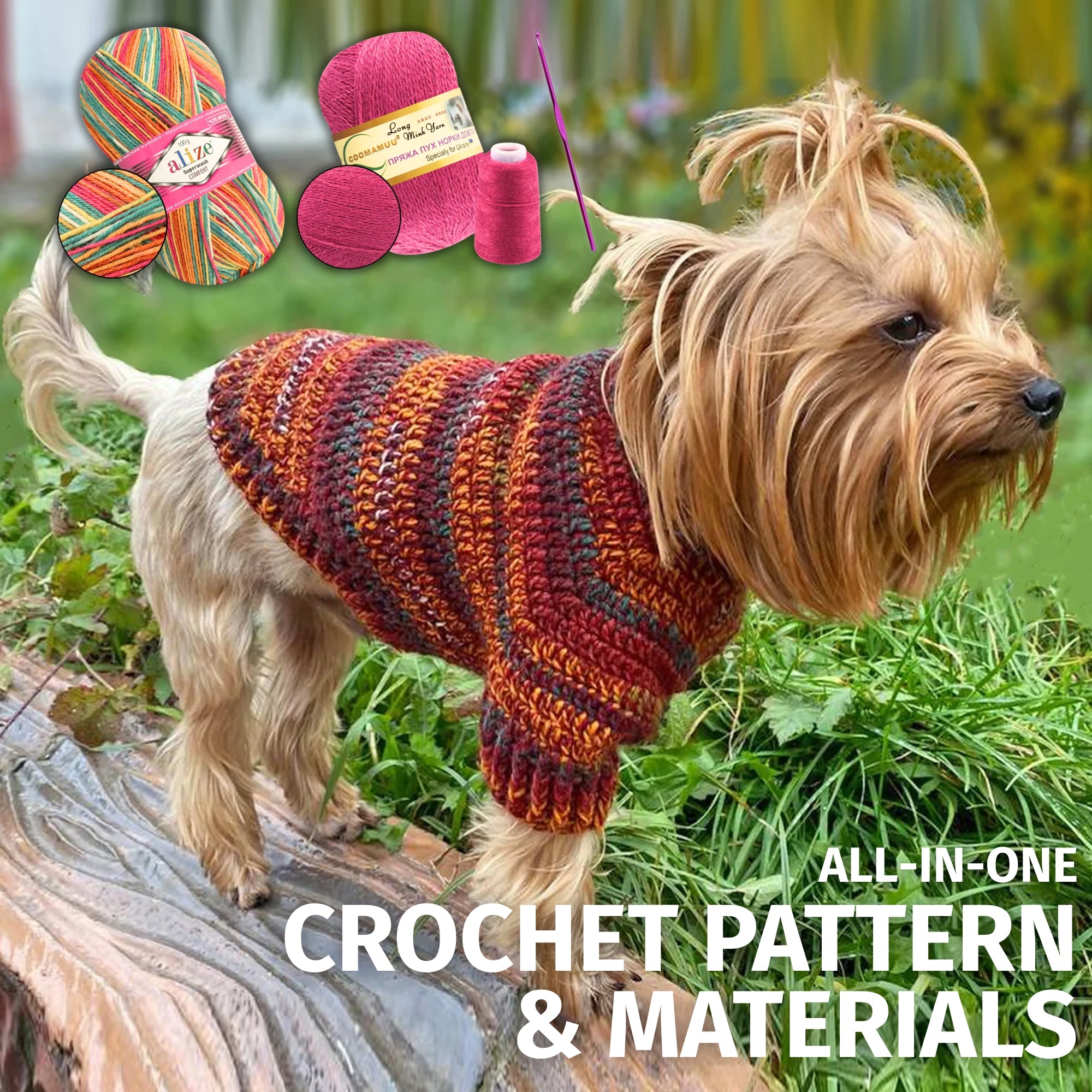 Dog Sweater Crochet Kit (skill level Beginner) – Candy-Yarn, image size:2000x2000