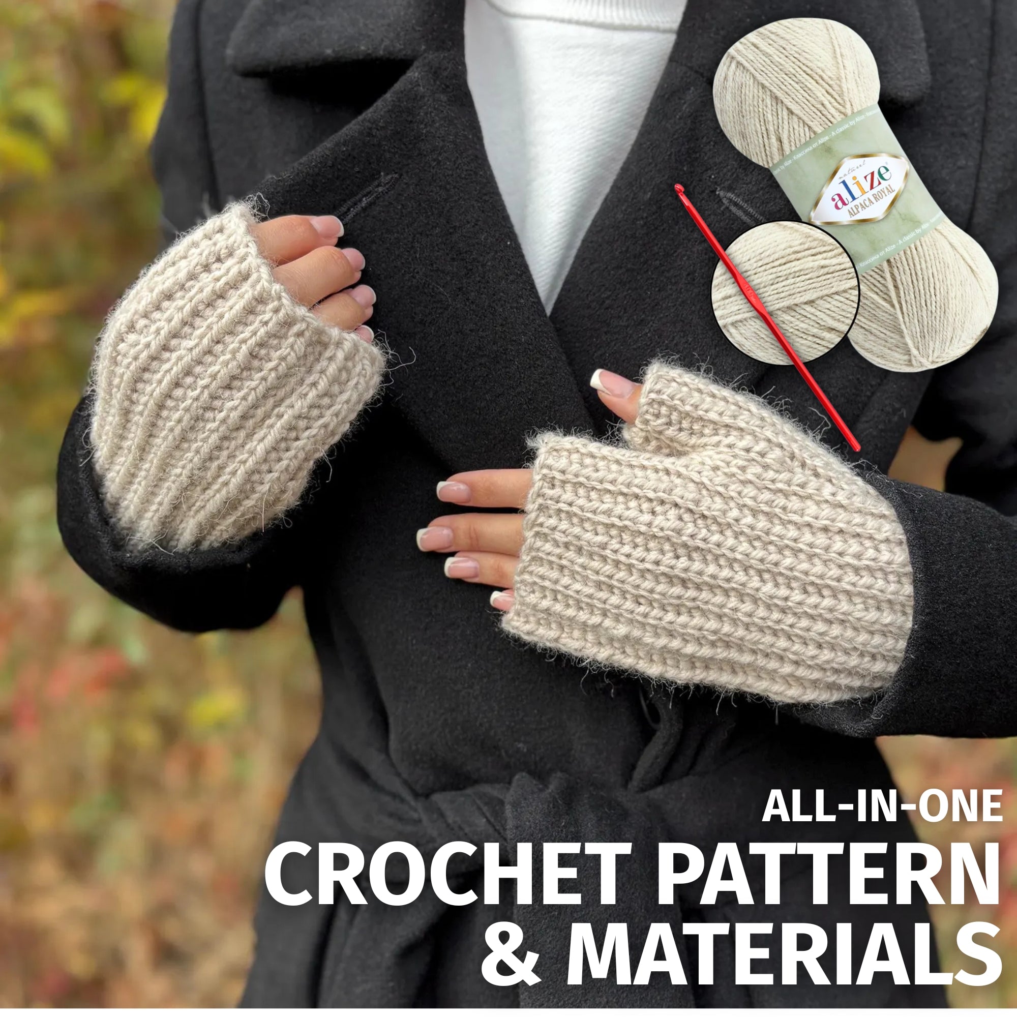 Fingerless Gloves Crochet Kit (skill level Beginner)