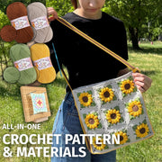 Sunflower Granny Square Tote Bag Crochet Kit (skill level Intermediate)