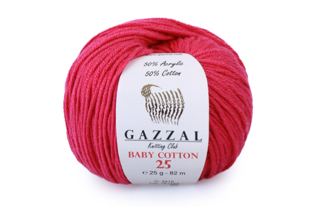 Gazzal Baby Cotton 25, 24 colors, 0.88 oz / 90 yards