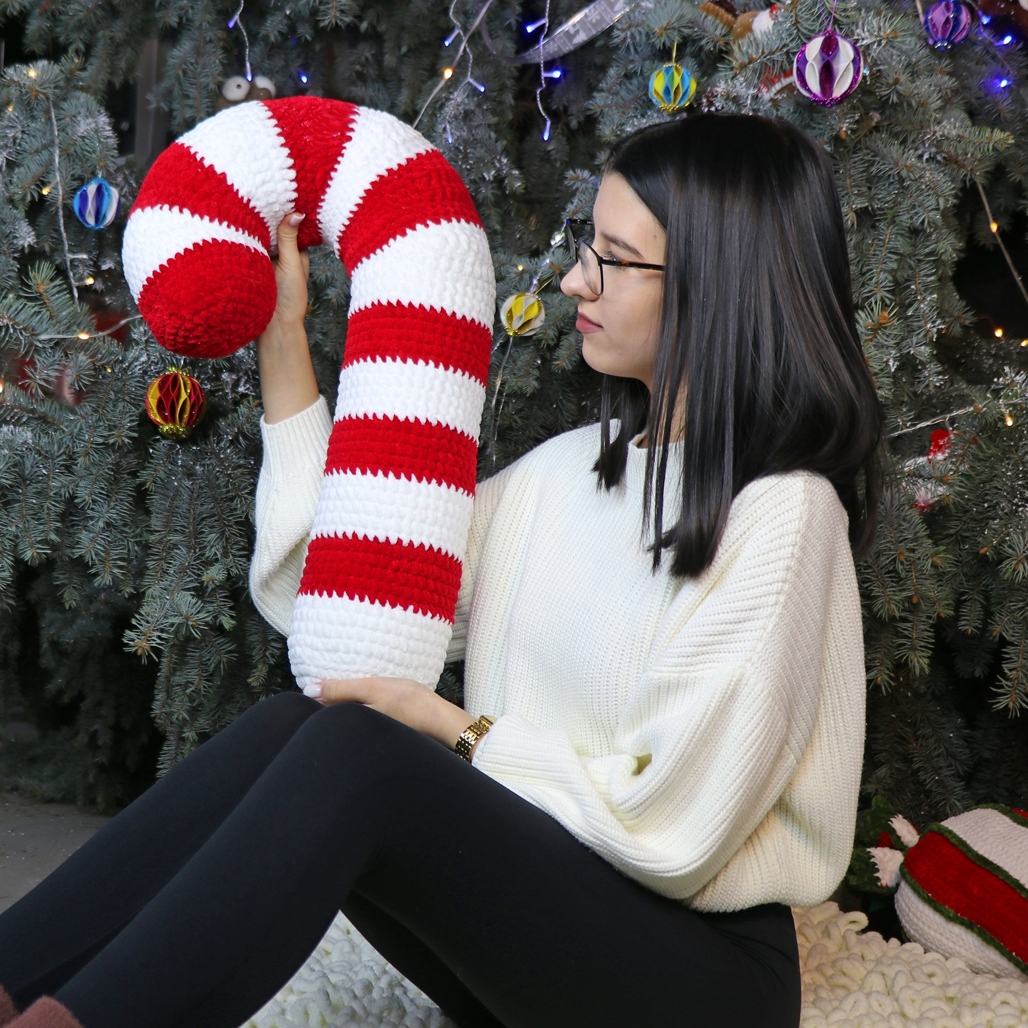 GIANT CANDY CANE Crochet Pattern (skill level beginner)