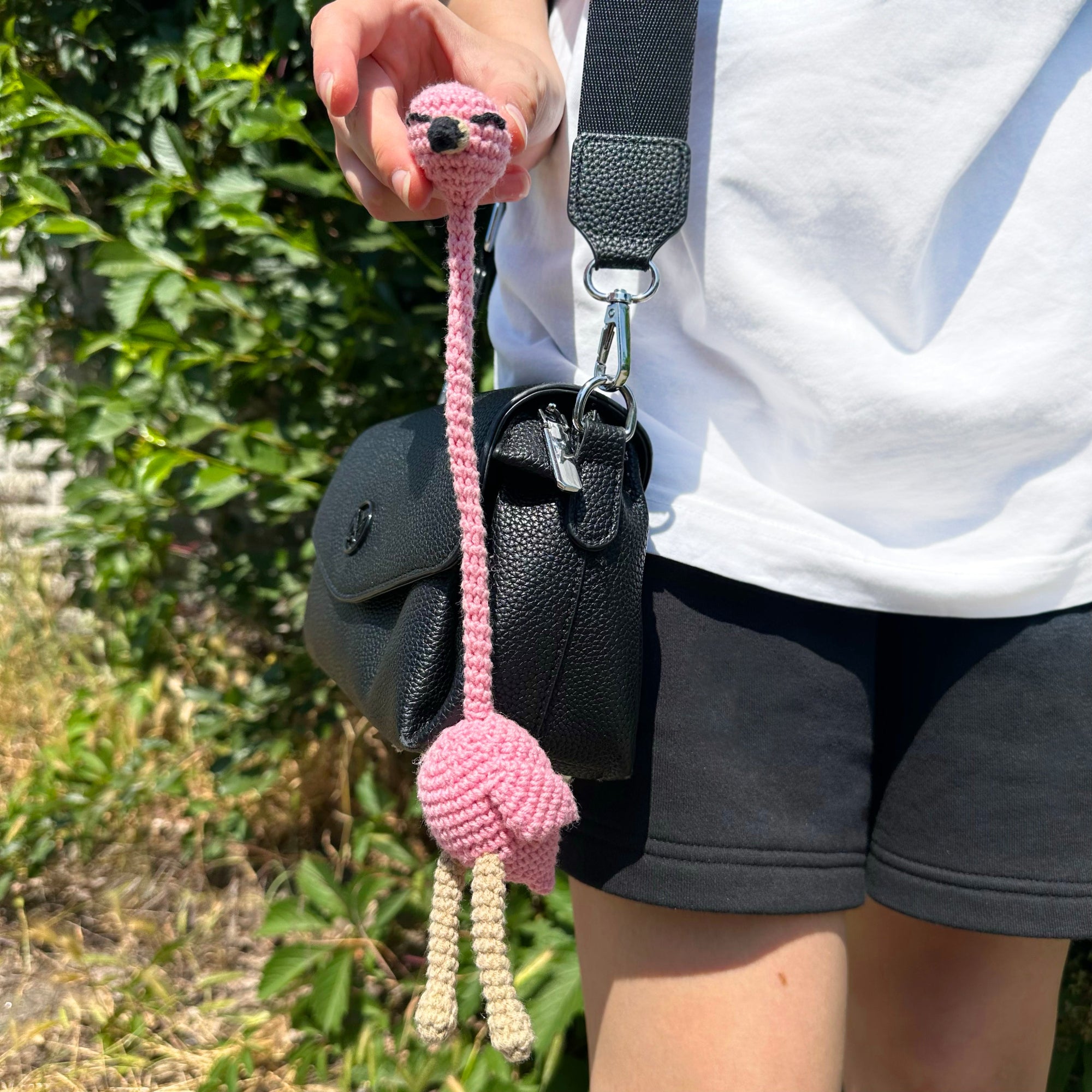 FLAMINGO BAG CHARM Crochet Pattern (skill level beginner)