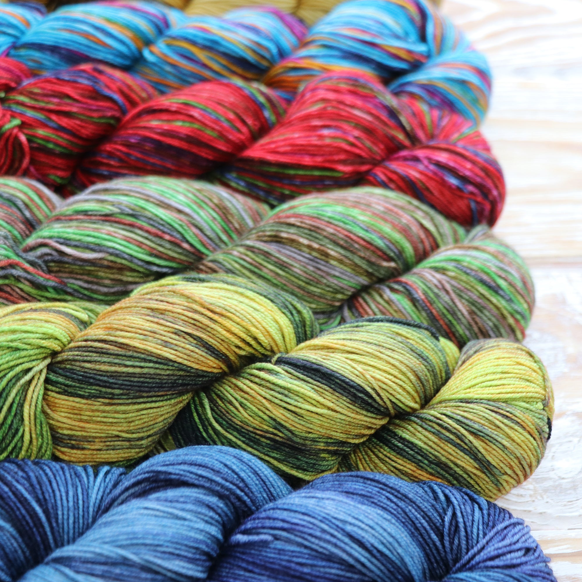 Hand-Dyed Sock Yarn, 9 colors, 3.53 oz / 361 yds