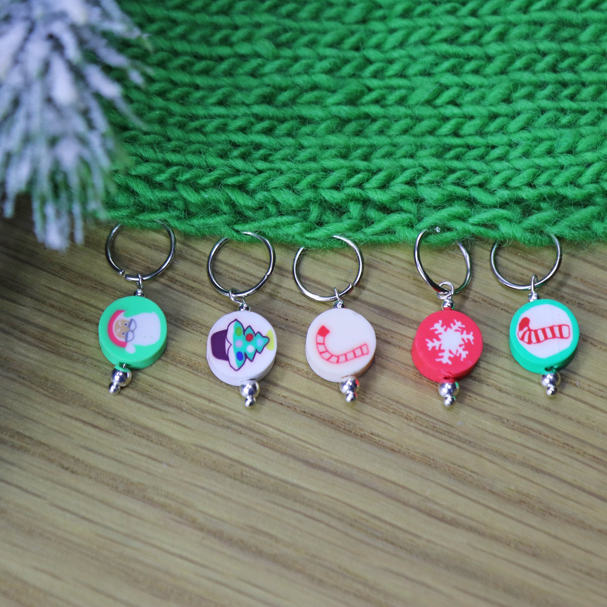 Set of 5 Christmas stitch markers