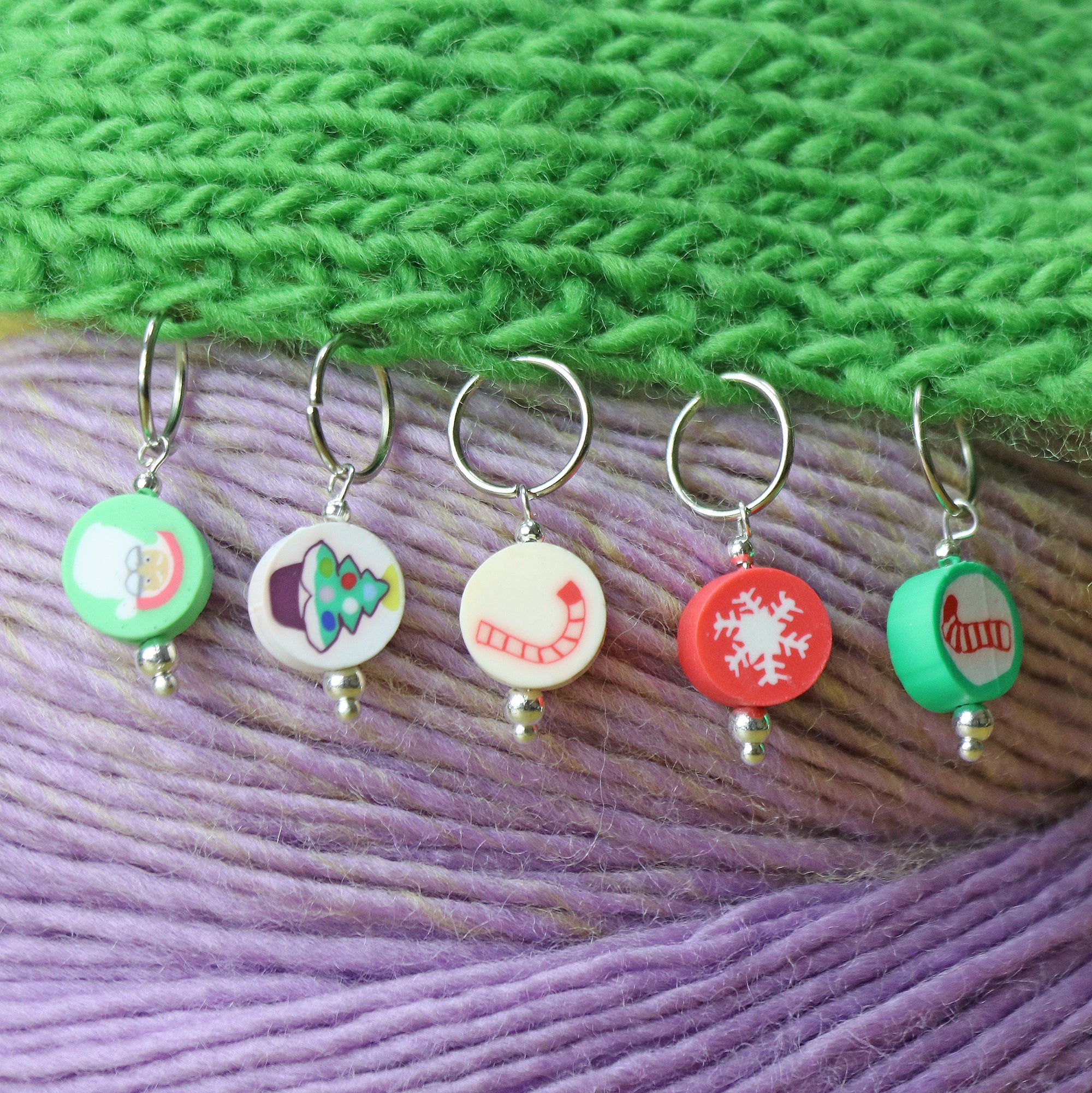 Set of 5 Christmas stitch markers