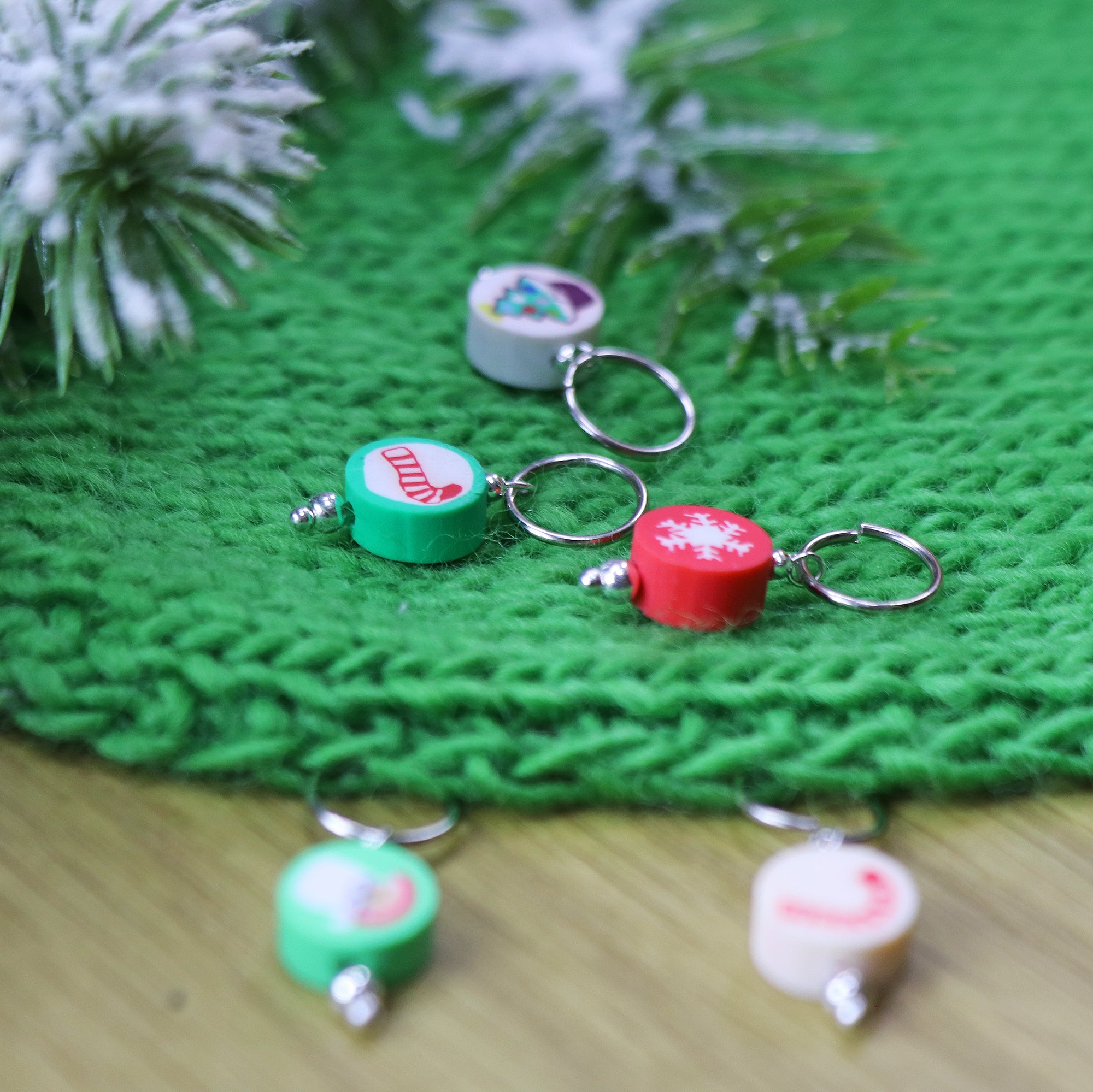 Set of 5 Christmas stitch markers