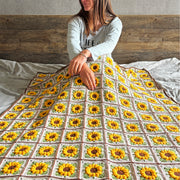 SUNFLOWER BLANKET Crochet Pattern (skill level inetrmediate)