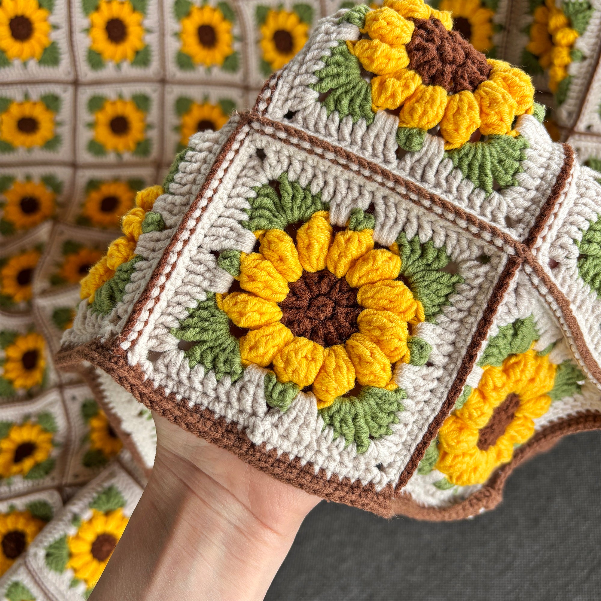 SUNFLOWER BLANKET Crochet Pattern (skill level inetrmediate)