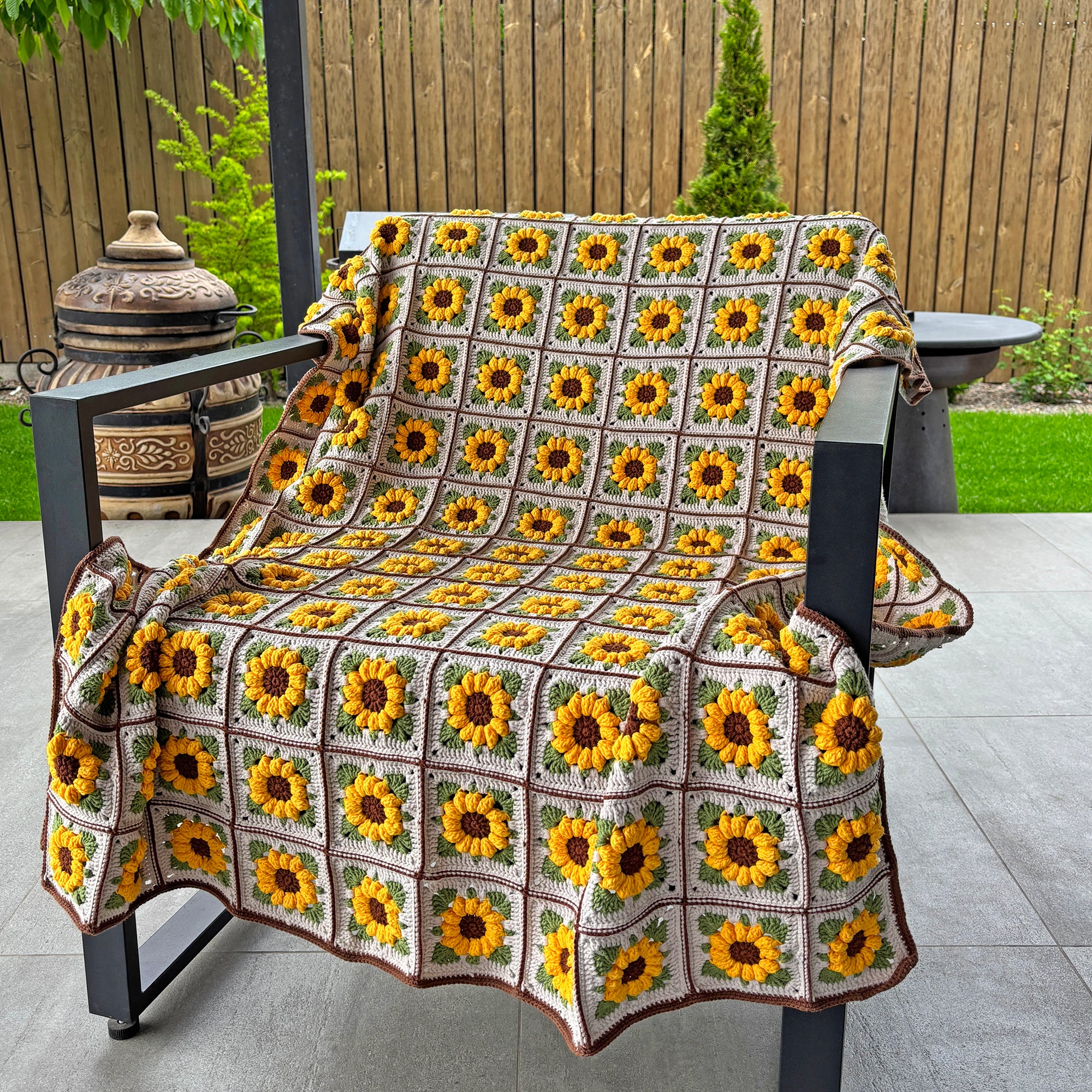 SUNFLOWER BLANKET Crochet Pattern (skill level inetrmediate)