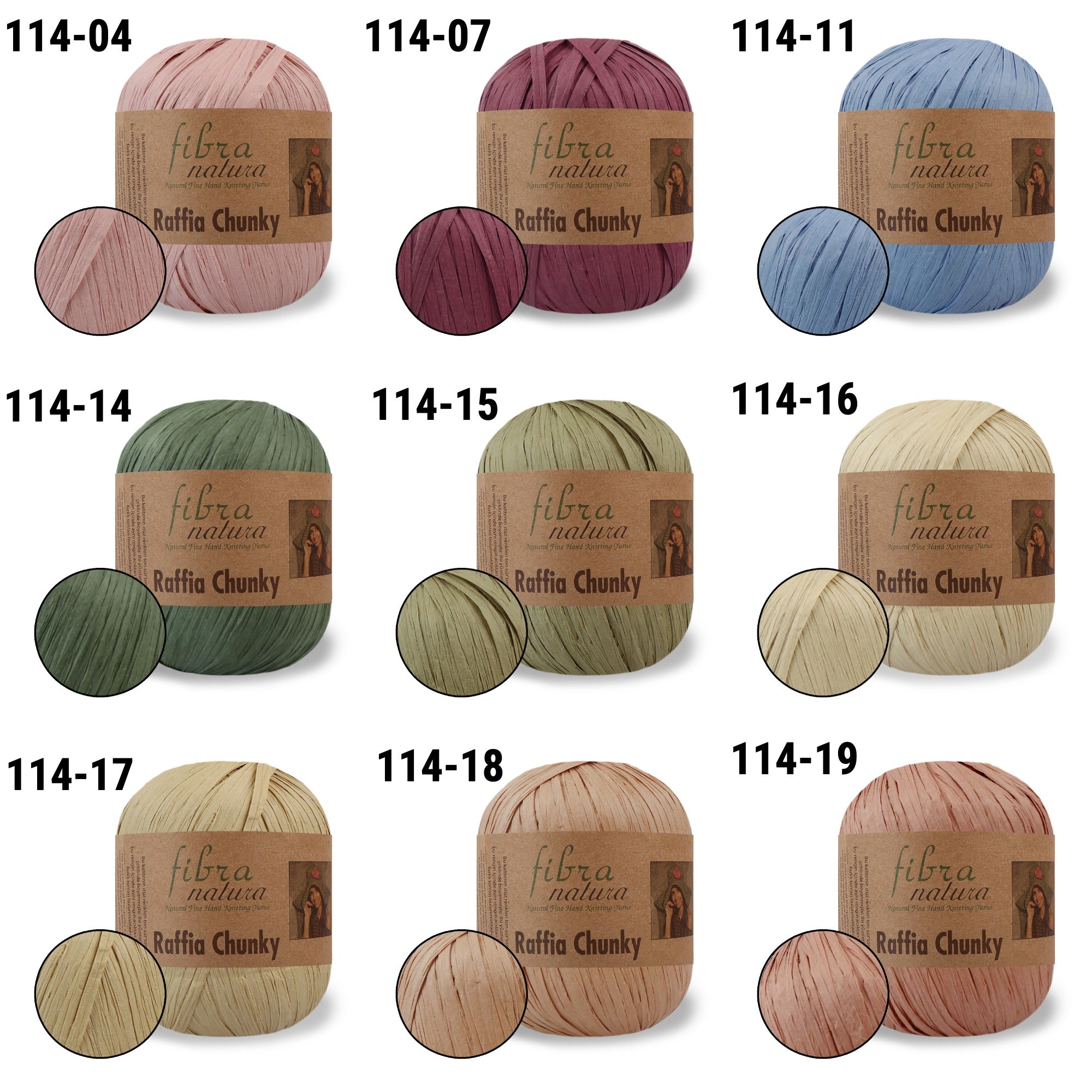 Fibranatura Raffia Chunky, 11 colors, 3.5 oz / 126 yds