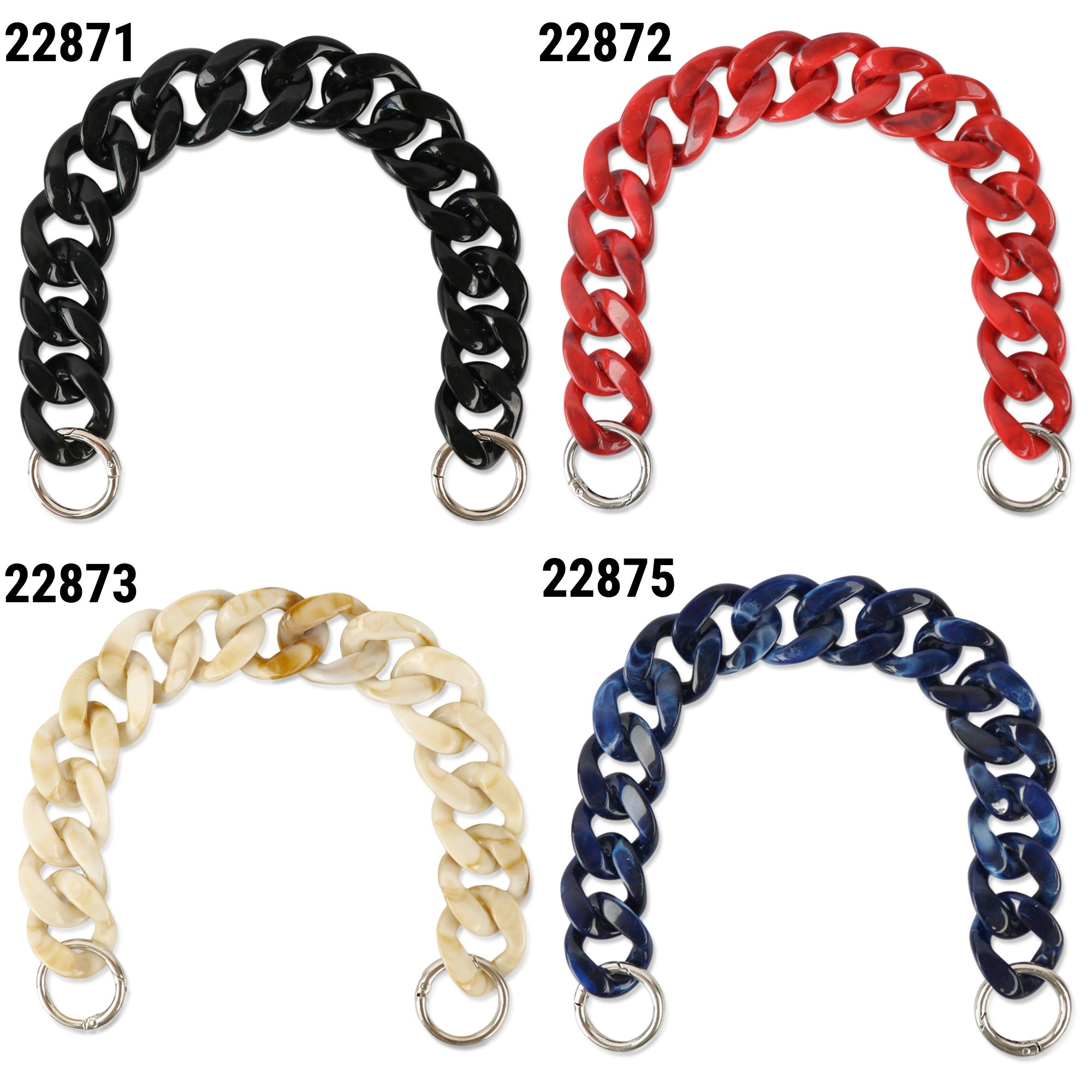 Acrylic Bag Handle - Clear Chunky Chain with Lobster Clasps