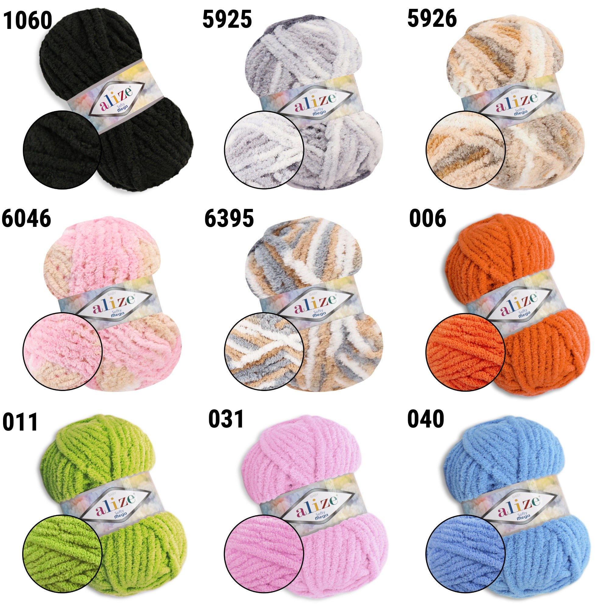 Alize Softy Mega, 34 colors, 3.5 oz / 131 yds