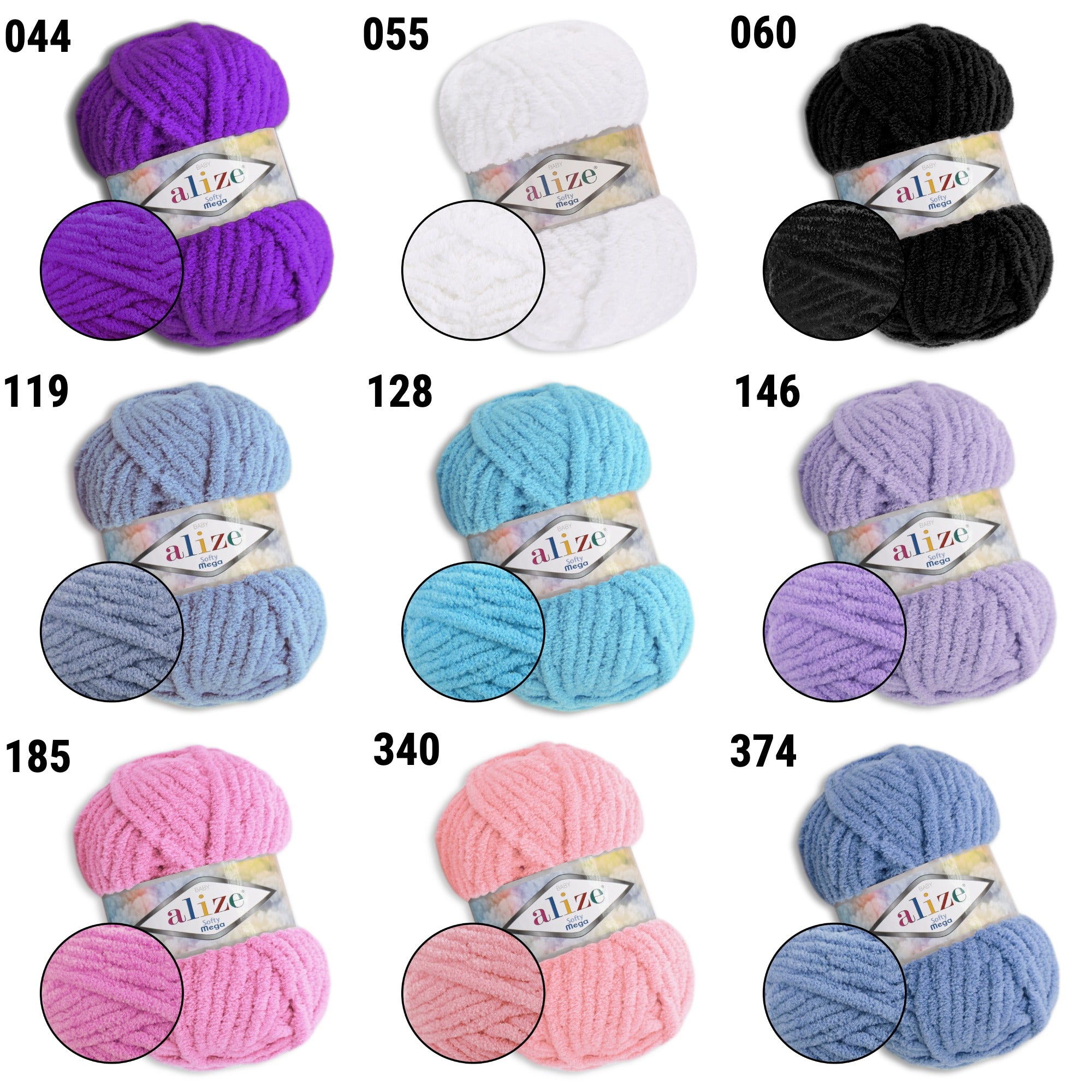 Alize Softy Mega, 34 colors, 3.5 oz / 131 yds