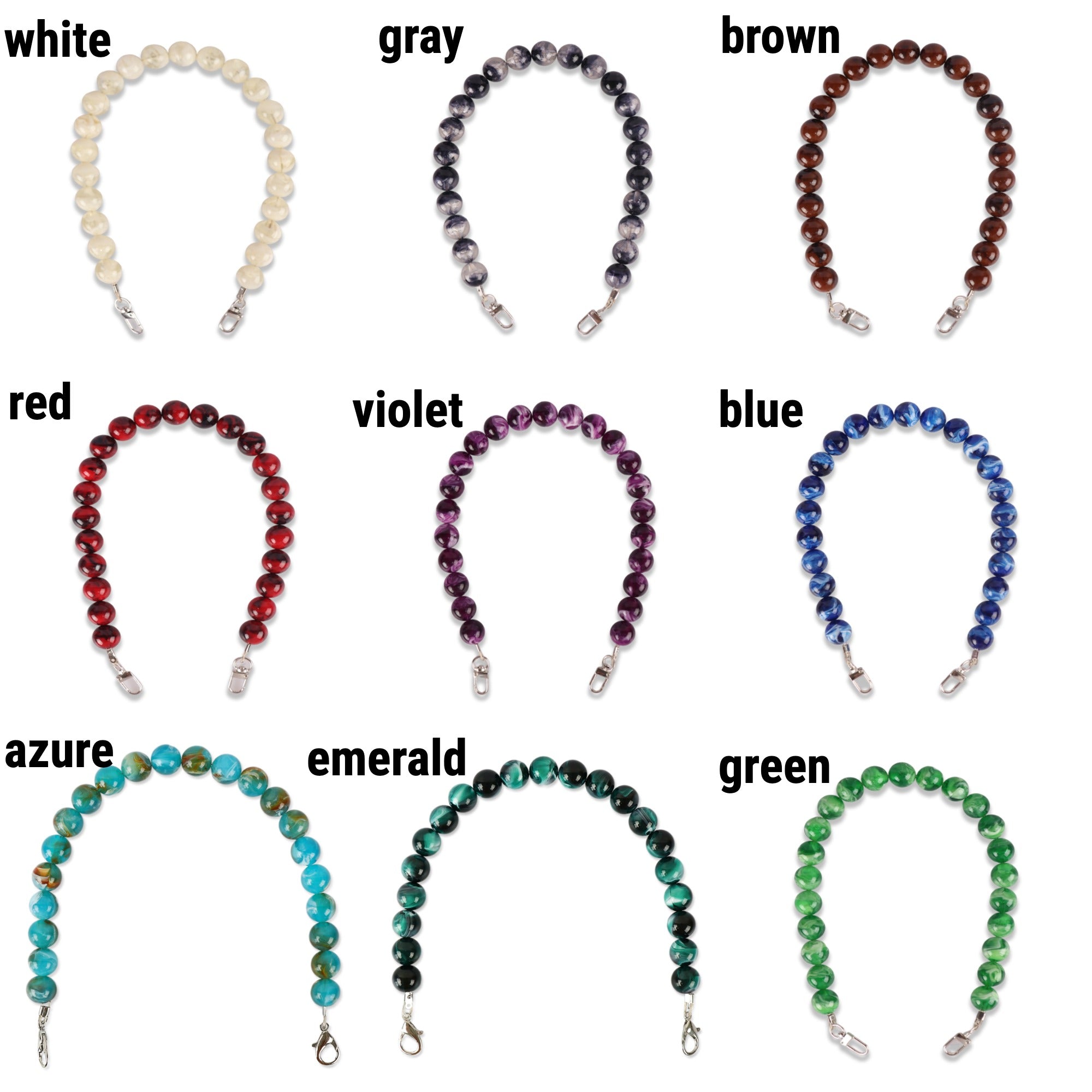 Beaded bag handles, 9 colors, 20 inch / 50 cm