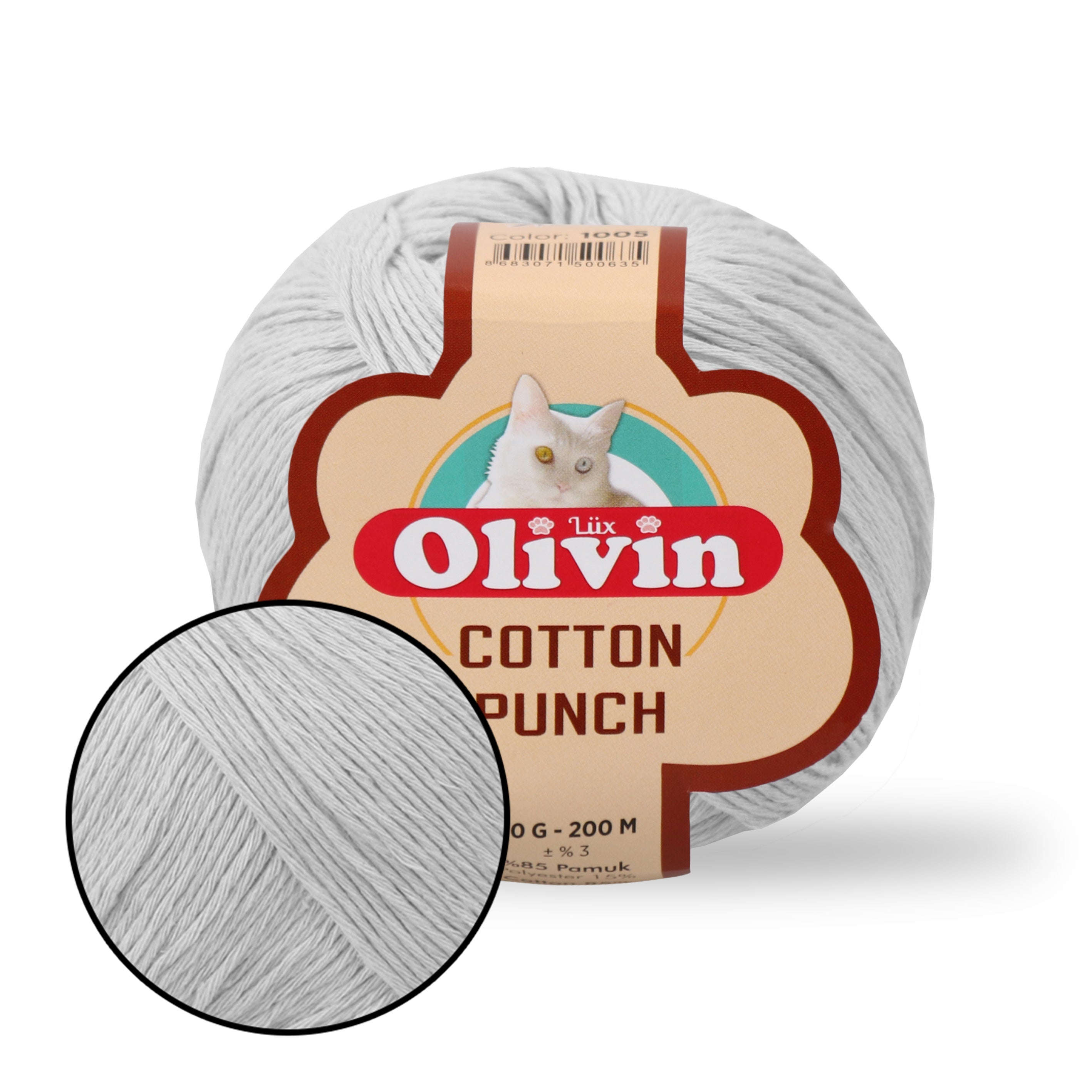 Punch Needle Yarn, Cotton Blend Yarn, 19 Colors, 1.76 oz / 219 yds