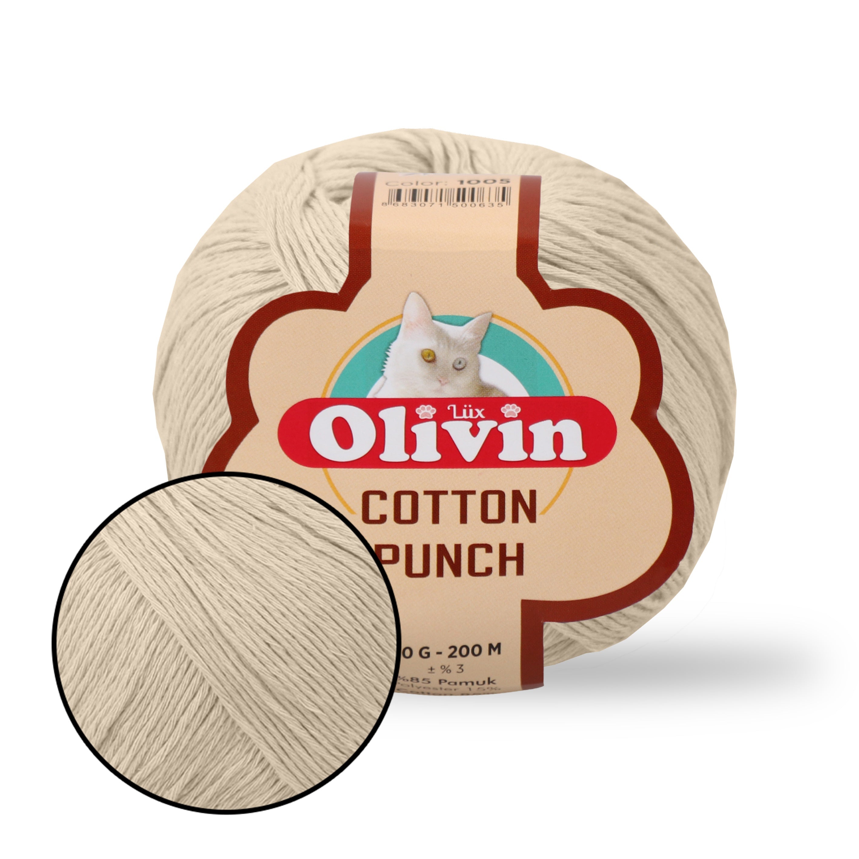 Punch Needle Yarn, Cotton Blend Yarn, 19 Colors, 1.76 oz / 219 yds