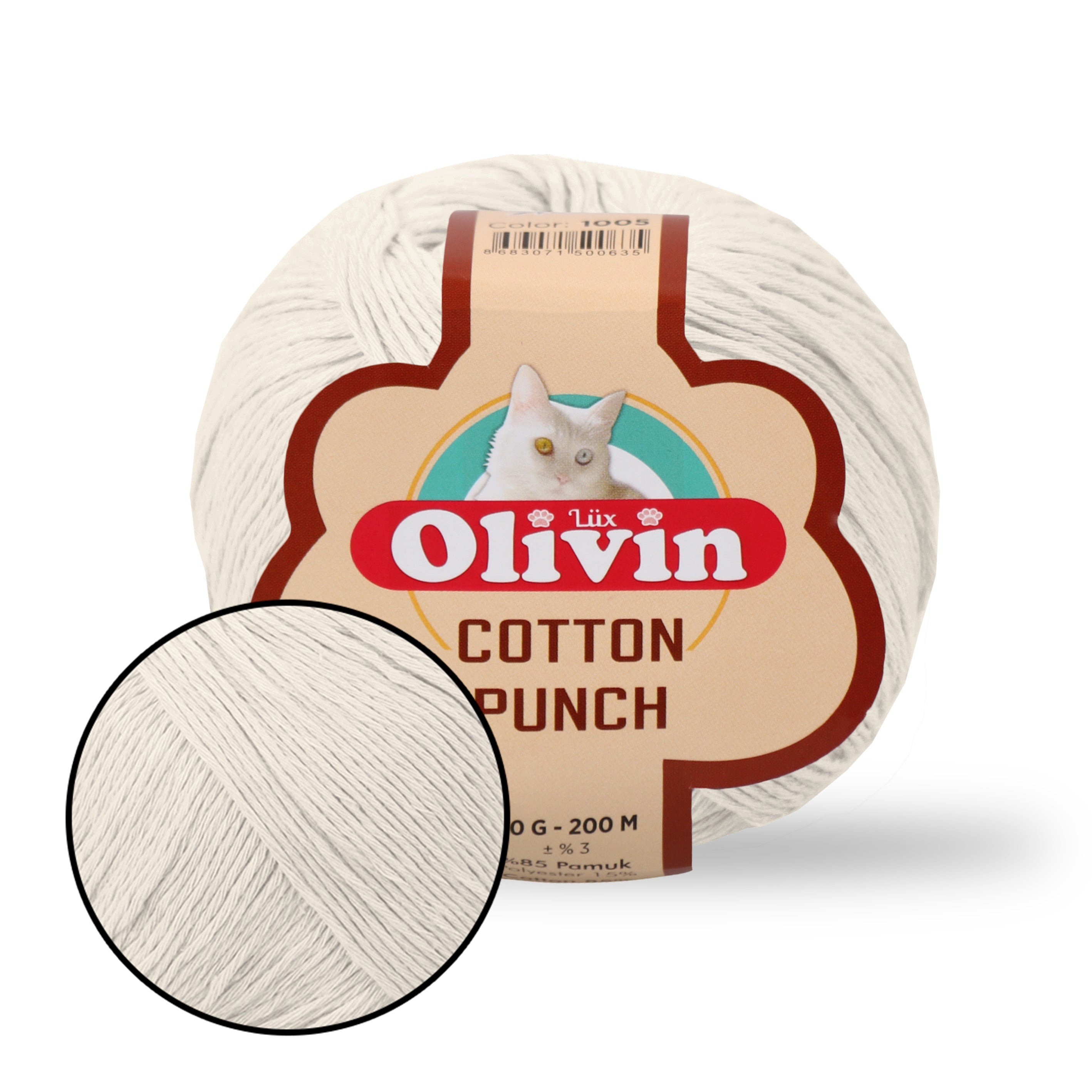 Punch Needle Yarn, Cotton Blend Yarn, 19 Colors, 1.76 oz / 219 yds