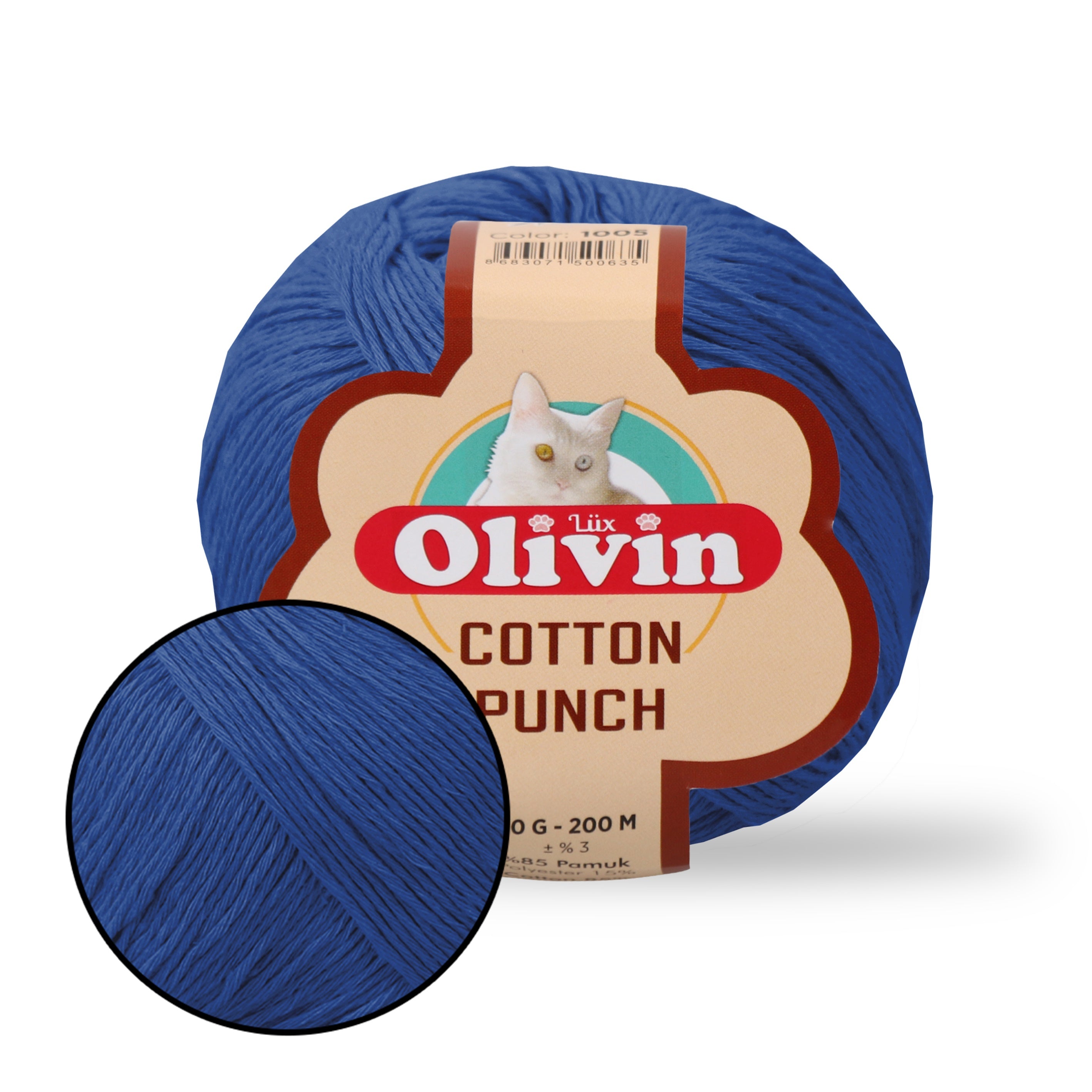 Punch Needle Yarn, Cotton Blend Yarn, 19 Colors, 1.76 oz / 219 yds