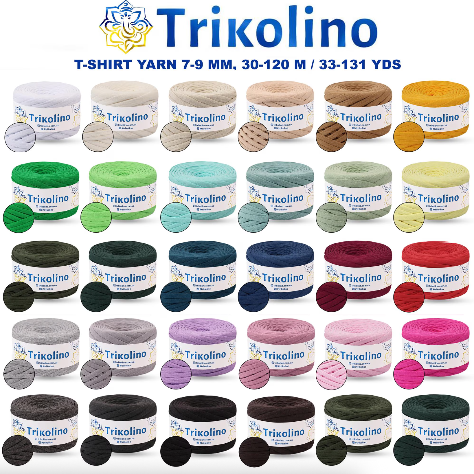 Trikolino 7-9 mm, 10 Colors, 30-120 m / 33-131 yds