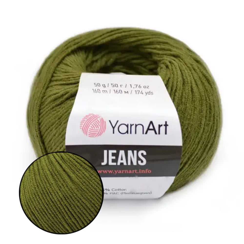 YarnArt Jeans, 62 colors, 1.75 oz / 174 yds