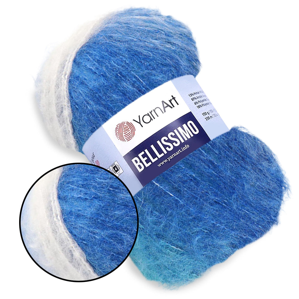 YarnArt Bellissimo, Mohair Yarn, 17 Colors, 5.29 oz / 360 yards